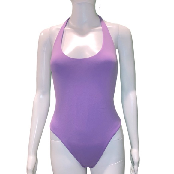 The Attico Lilac One Piece Halterneck Tiie Back Swimsuit - Picture 5 of 8